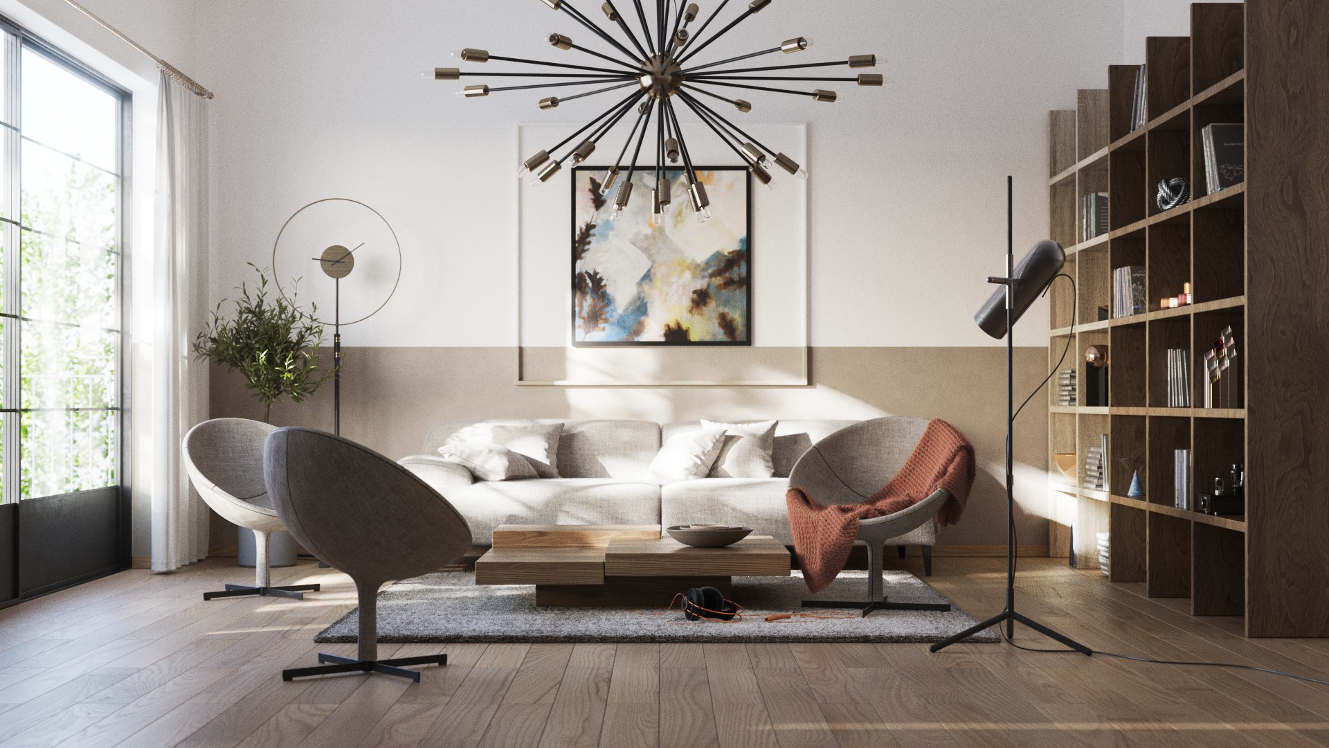 Bright 3D rendered interior by Tanvir Ahmed Khan